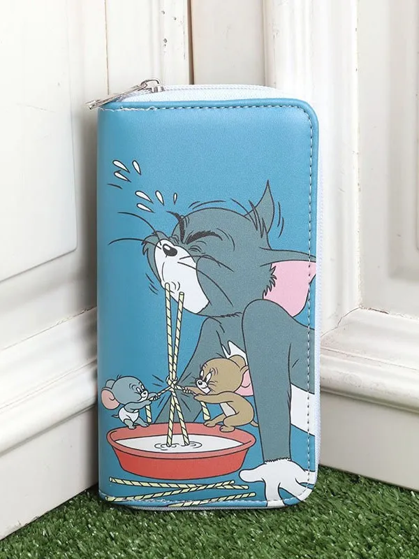Tom and Jerry Inspired Multi-Compartment Wallet for Kids & Adults – Cute Cartoon Trifold Card Holder with 6 Card Slots, Coin Pocket & Bill Compartment, PU Leather Clutch for Boys, Girls & Fans